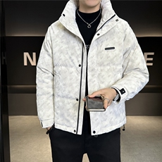 标50贴标花纹立领皮羽绒服男休闲上衣外套A329-YR9968-P225，男装羽绒服，电商A329