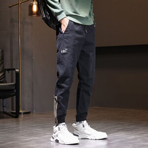 秋季2022日系大码哈伦牛仔裤休闲裤男工装束脚九分裤主推6810/p40图片
