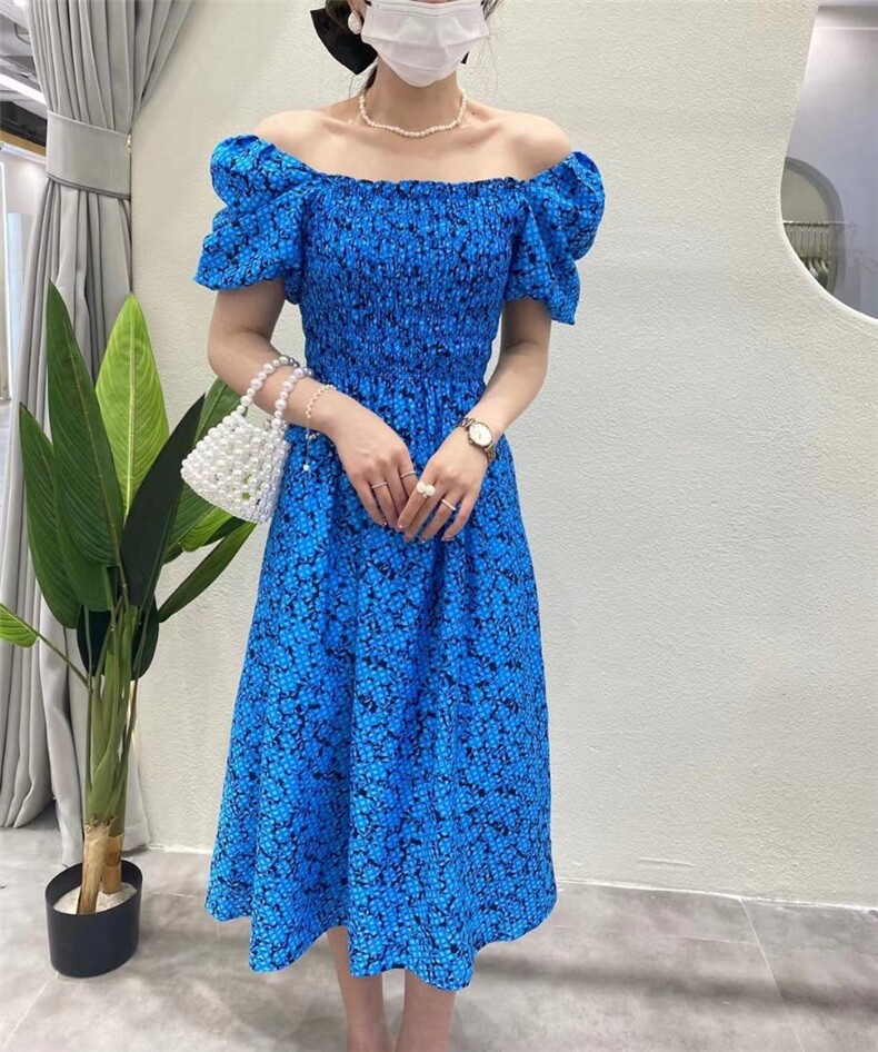 夏季印花连衣裙时尚一字肩，女装连衣裙，Balance Studio(2F)