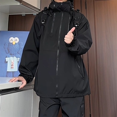 JK105/P65秋装防水冲锋衣男外套连帽运动夹克宽松大码，男装夹克，电商基地A050