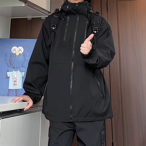 JK105/P65秋装防水冲锋衣男外套连帽运动夹克宽松大码图片