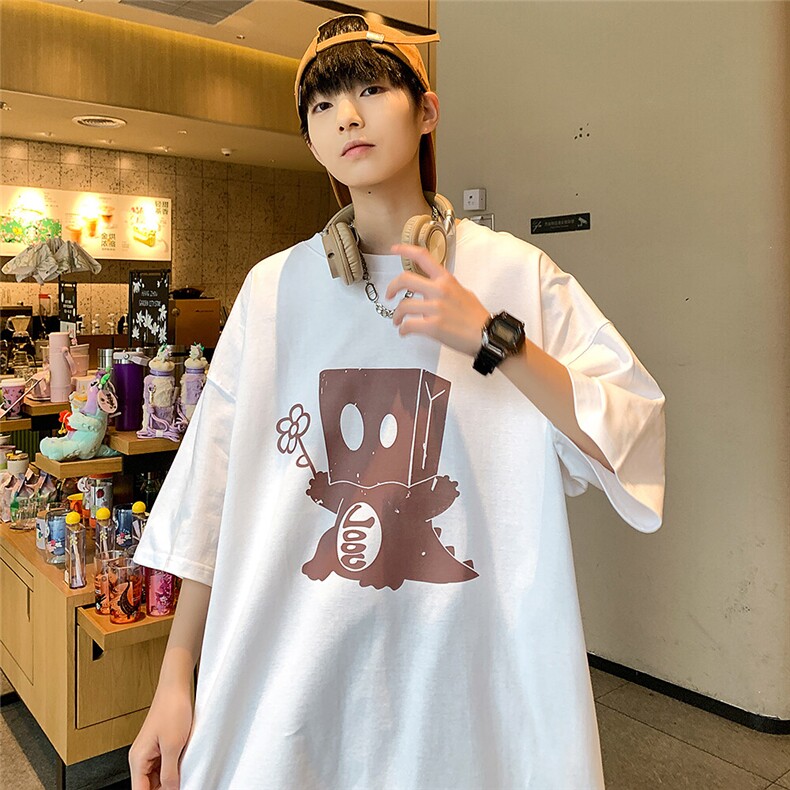 夏季新款纸袋恐龙趣味印花短袖宽松M~5XLXZ604-DT219-P25控39,男装T恤,星座604