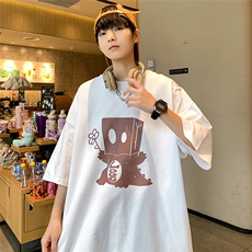 夏季新款纸袋恐龙趣味印花短袖宽松M~5XLXZ604-DT219-P25控39，男装T恤，星座604