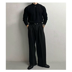 翻领针织Polo衫男士秋冬季韩系宽松慵懒风纯色套头长袖毛衣，男装针织衫/毛衣，星座410-6（原星座1304-1）