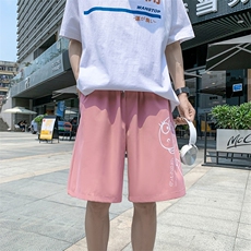K202P25外景加大码宽松休闲百搭港风恐龙印花青年沙滩裤五分裤，男装休闲裤，电商A026-1