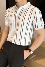 韩版翻领冰丝T恤修身针织短袖Polo衫痞帅出街男上衣PL79/P55控75，男装Polo衫，电商A243