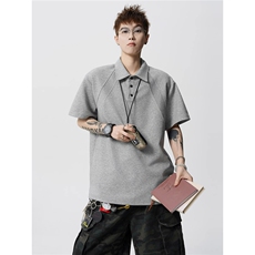 美式正肩短袖polo衫男款夏季重磅衬衫翻领T恤半袖TA1104-P35，男装T恤，星座208-5