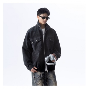 YJ061-P89 cleanfit美式皮衣外套男春秋款潮牌立领麂皮绒夹克图片