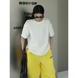 美式复古短袖T恤男女夏季新款2025休闲百搭显瘦纯色宽松上衣服图片