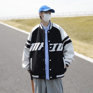 美式撞色拼接棒球服外套男秋季潮牌街头宽松休闲夹克JK0206-P65图片