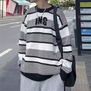 美式街头设计感圆领毛衣男慵懒风休闲针织衫YM2002P46