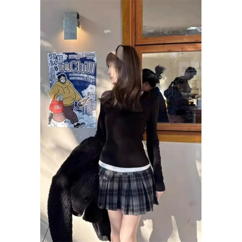 JK2501-P55韩系学院风格纹半身裙女高腰显瘦百褶裙短款a字裙，女装半身裙，星座617A-2