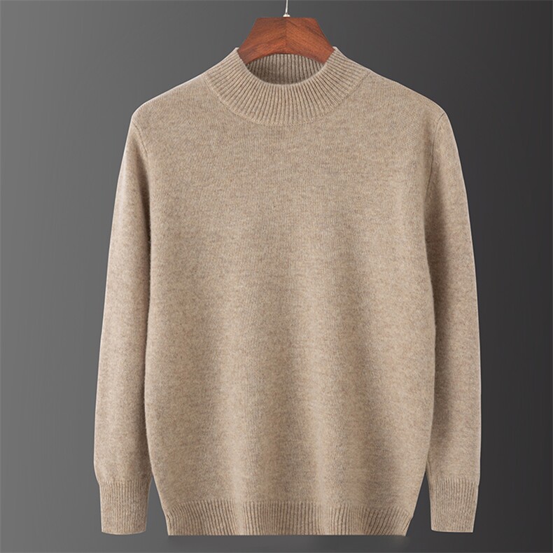 2024秋冬新款羊毛男士半高领加厚羊毛衫男装，男装羊毛衫，国旺羊绒