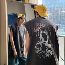 B239-1225-P23夏季坎肩无袖T恤男装背心/马甲创意字母人像印花，男装背心/马甲，星座514-2(原B239)