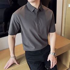 2025主推款微阔宽松版型夏季新款纯色翻领Polo衫2259-P45，男装Polo衫，电商D342
