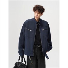 26春装高品质老钱风立领夹克外套男女美式潮牌拉链工装风宽松上衣，男装夹克，电商A486