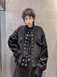 2021秋季新款欧美风双排扣廓形休闲大口袋百搭短外套图片