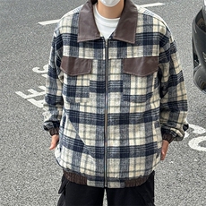 千鸟格渐变撞色时尚潮流休闲衬衫外套JK2230-P73，男装夹克，星座308B-2