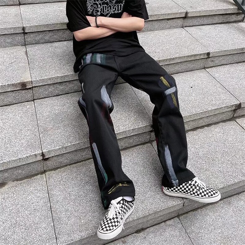 牛仔裤男秋季潮大码休闲裤子泼墨牛仔裤G093P40,男装牛仔裤,星座1116-2