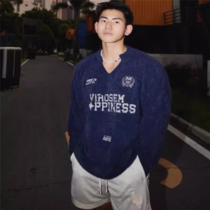 网图 现货V领仿貂毛软糯毛衣男女学院风秋冬针织衫外套男B40-P50图片