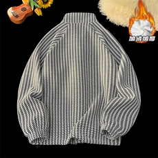 2025冬季新款港风摆拍大码鱼骨纹加绒卫衣M-5XHW25948-特P50，男装卫衣，电商A022