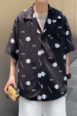 1港风休闲情侣大码M-5XL衬衫潮帅气半袖衬衣男寸衫DCS764P40控58，男装T恤，星座226-2