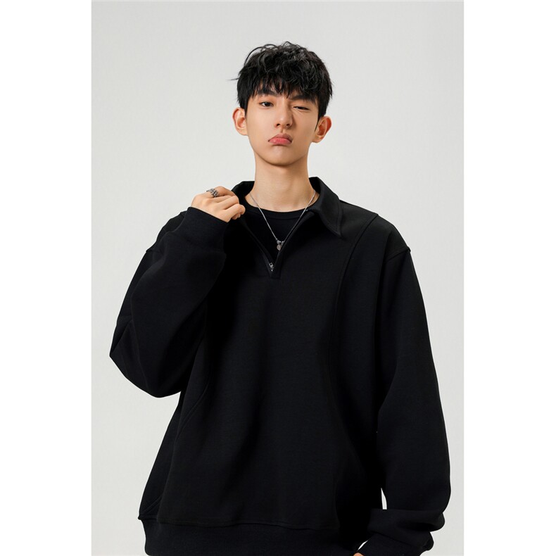 秋季新款翻领400克重磅结构长袖卫衣PL2555-P50控78,男装卫衣,电商A072