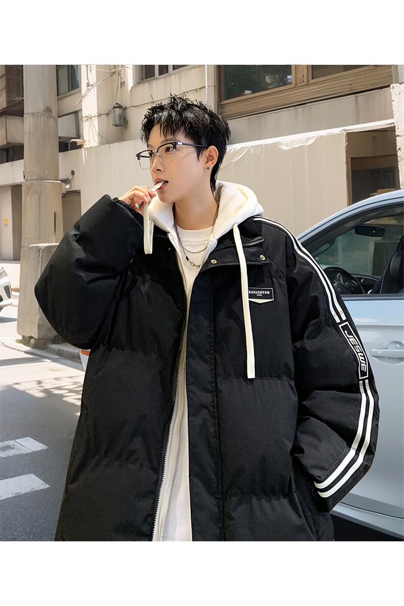 棉衣男冬季新款港风K宽松假两件宽松连帽学生棉服MY8882-P82,男装棉衣,星座214-3