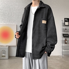 8XL-M秋冬款加绒加厚衬衫男做旧脏脏保暖外套大码衬衣CS29002P65，男装衬衫，电商B312