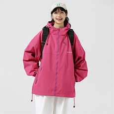 冲锋衣连帽夹克男宽松落肩纯色上衣外套DSA157B-JK727-P58，男装夹克，电商A157B