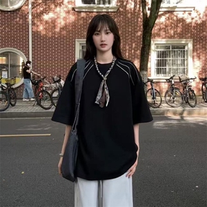 夏季美式高街ins重磅拉链装饰短袖T桖货号TX25172P35图片