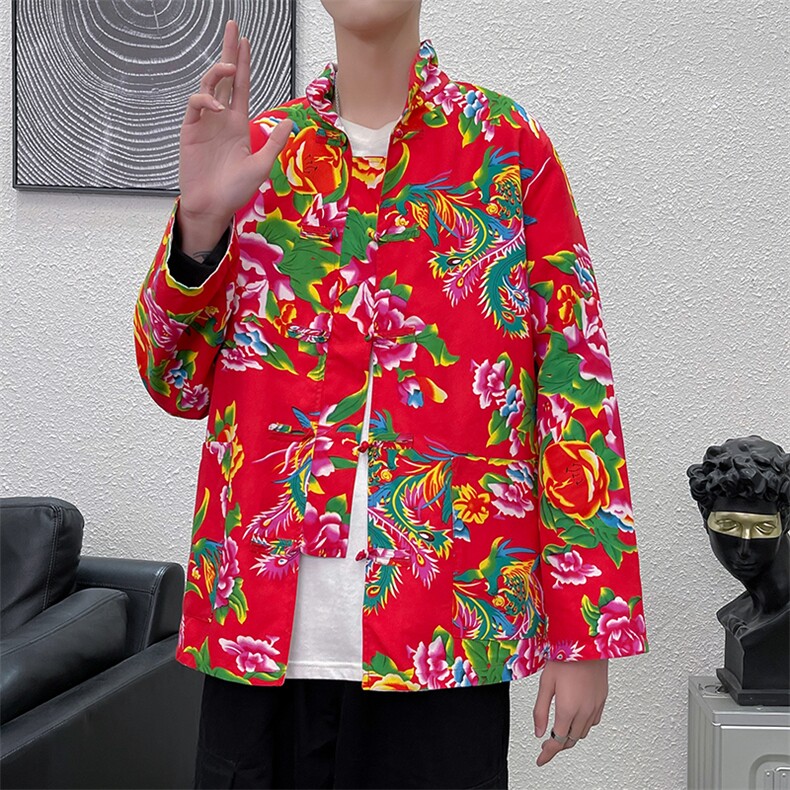 PK01东北大花布汉服春秋男女二人转抖音民族风农家乐年会演出图片