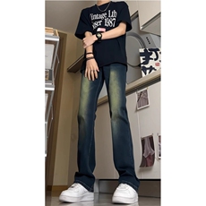 美式高街高腰牛仔裤男水洗复古直筒弯刀微喇裤513ACK2028P35，男装牛仔裤，星座513A