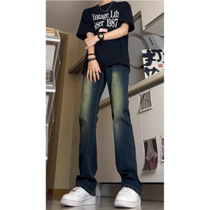 美式高街高腰牛仔裤男水洗复古直筒弯刀微喇裤513ACK2028P35
