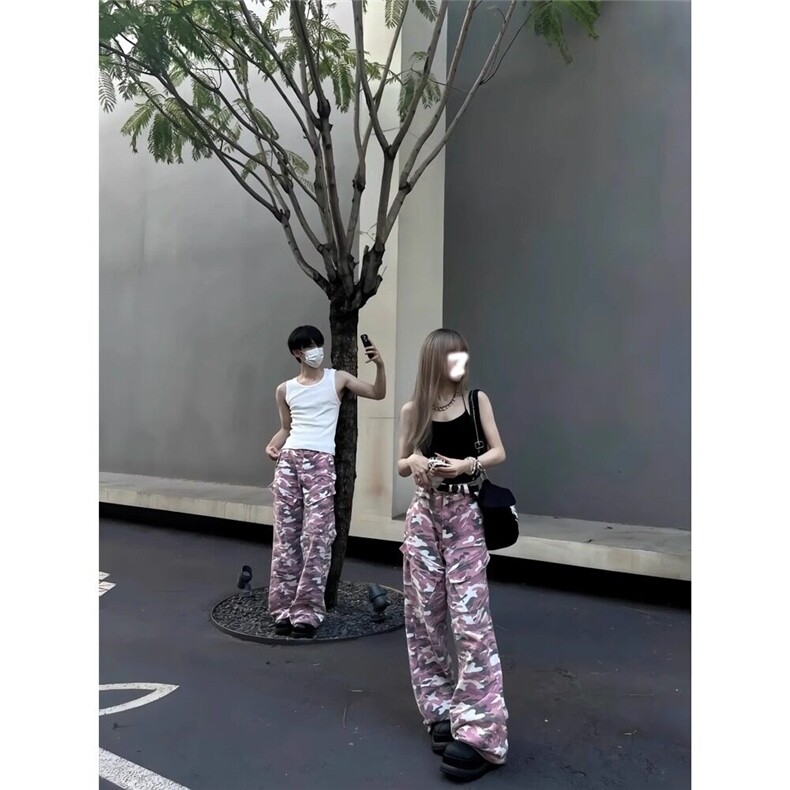 【有货】DA136-批58夏季新款嘻哈粉迷彩街头直筒宽松男女工装裤,男装牛仔裤,星座603-2