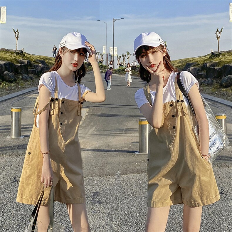 现货2021夏装新款背带牛仔短裤166-QZ18，女装牛仔裤，茜茜公主