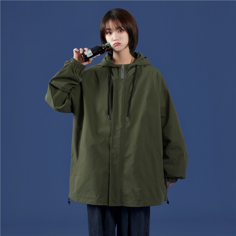 JK3010/P55秋装中性风宽松连帽学生夹克男女纯色大码外套控78,男装夹克,电商A141