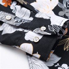 黑底长袖秋款花衬衫加肥加大码韩版男士长袖衬衫C623p35组合，男装衬衫，星座1203