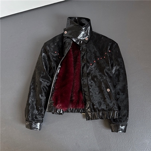 已安排 黑红伯爵双面穿座山雕加绒加厚仿貂毛棉服外套mj1110-p218图片