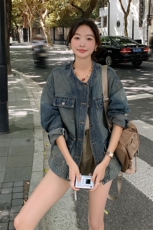 现货2025春装新款水洗牛仔时尚休闲外套203P135K198，女装短外套，浪娴服饰