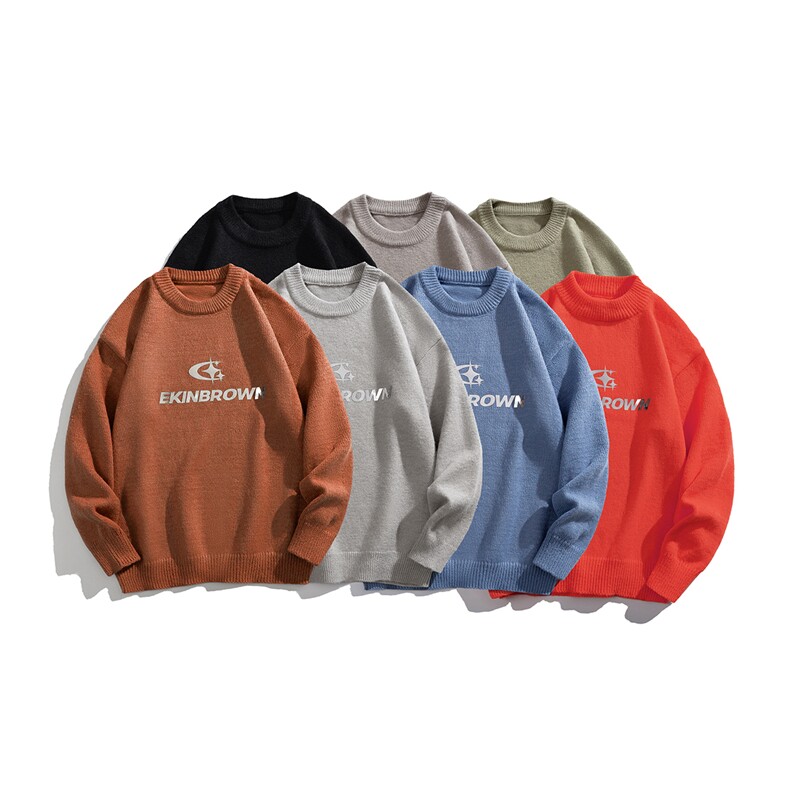 1白底宽松中性情侣针织大码M-5XL潮流印花字母毛衣男77724P50控68，男装针织衫/毛衣，星座226-2