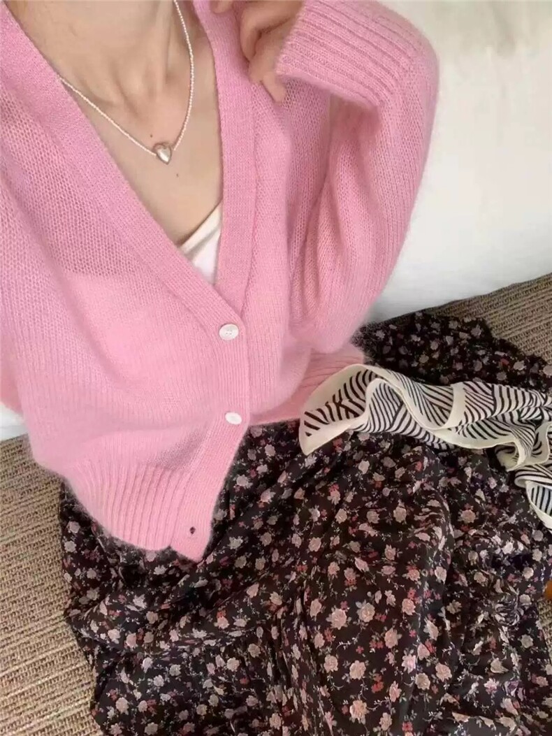新款女装V领时尚百搭针织羊毛开衫舒适保暖上衣,针织衫/毛衣,恩泰羊绒