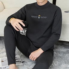 秋冬保暖内衣男士中高领秋衣秋裤加绒加厚罗纹袖口套装TZ6801-P70，男装休闲套装，星座310B-3