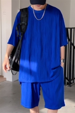 TZ65859/P65高品质波浪冰丝垂感T恤短裤套装男宽松大码两件套控98，男装休闲套装，电商A141