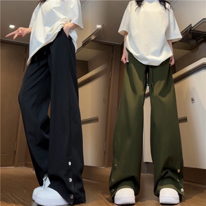 2024夏季新款潮流裤脚排扣设计宽松冰丝裤B315-K24137-特p35控68图片