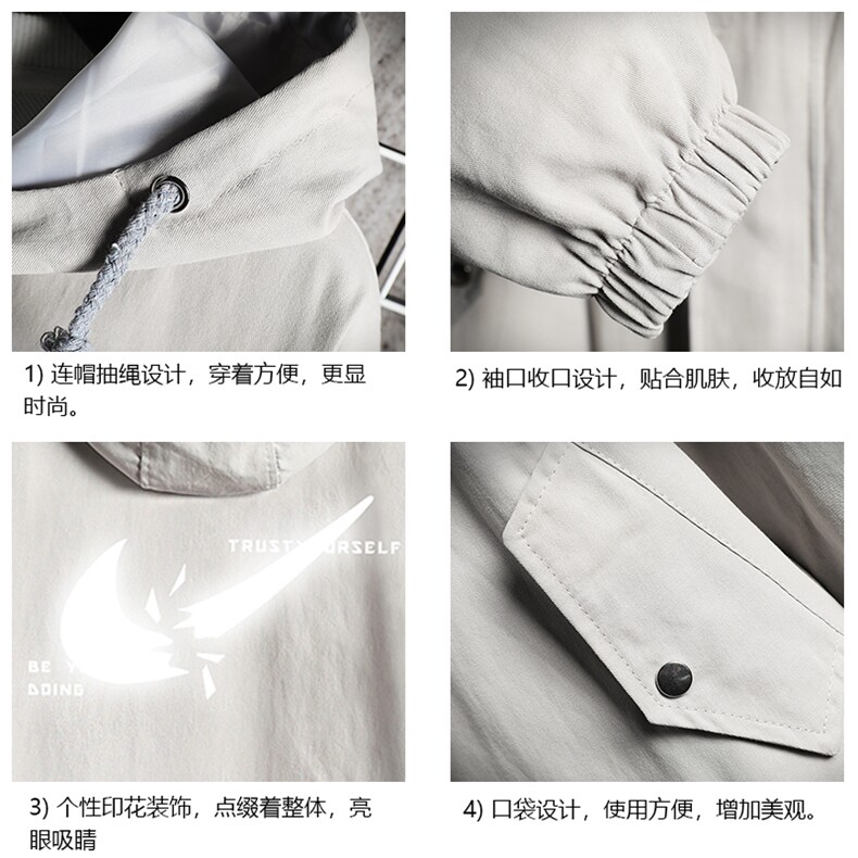 JK41111-P85加棉款-P115纯棉连帽夹克男士大码工装夹克男网格,男装夹克,电商A040A