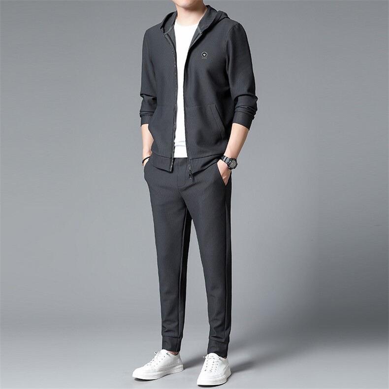SA3100-2钱塘2020-2时尚休闲简约中青年男士开衫连帽卫衣P190，男装休闲套装，钱塘207-2