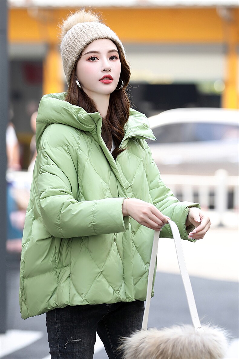 时尚百搭显瘦短款连帽羽绒服女冬季新款轻薄保暖外套,女装羽绒服,阿舍尔精品