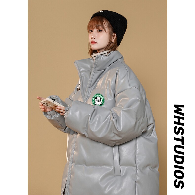 冬季新款PU皮棉服潮流加厚棉衣帅气面包服XZ102A-4-51752-P115图片