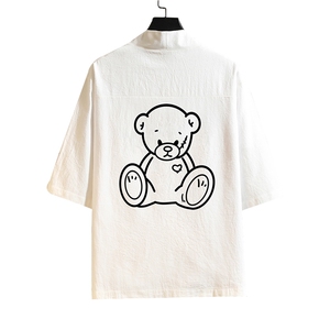 HF59174-P40风汉服男开衫外套七分袖道袍 砖墙挂拍图片